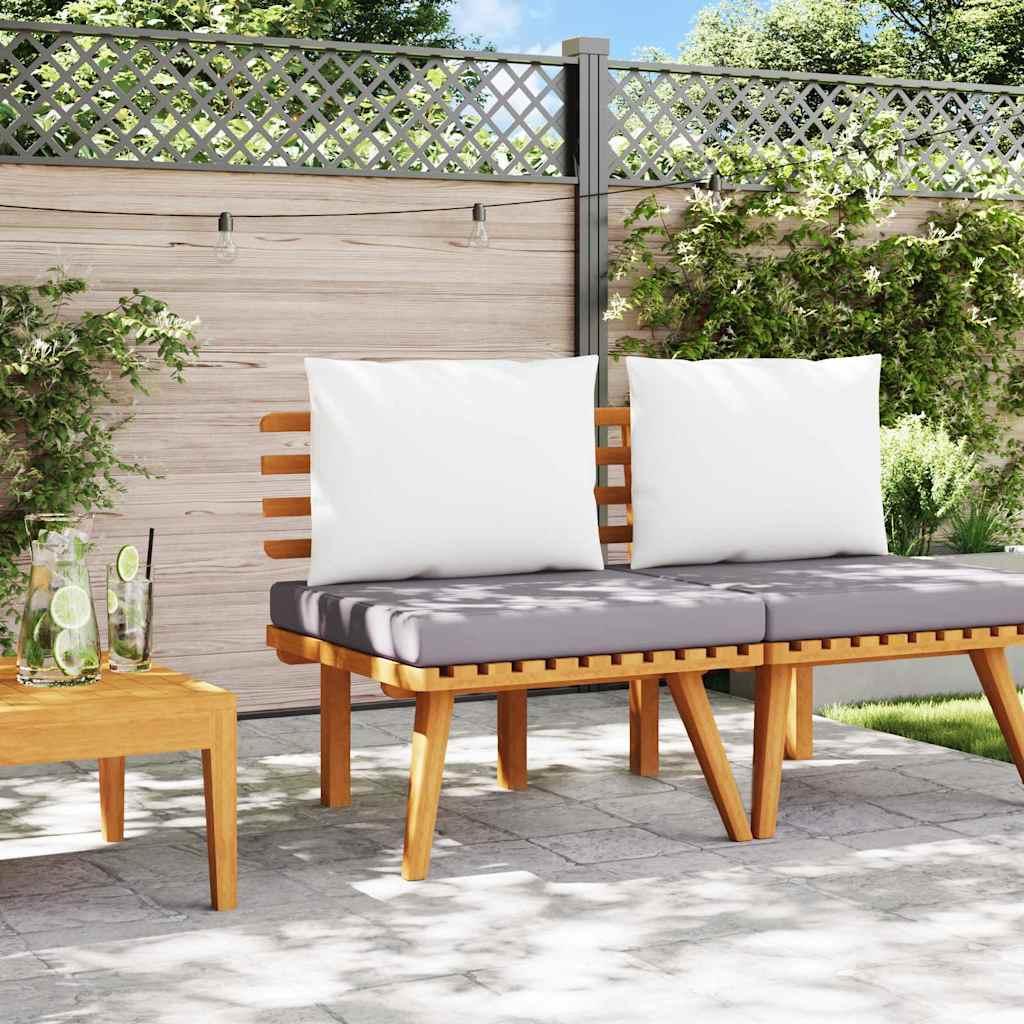 Silla de jardín y cojines blanco crema madera maciza de acacia