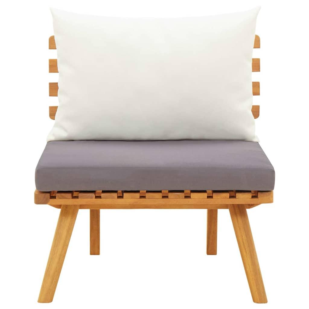 Silla de jardín y cojines blanco crema madera maciza de acacia