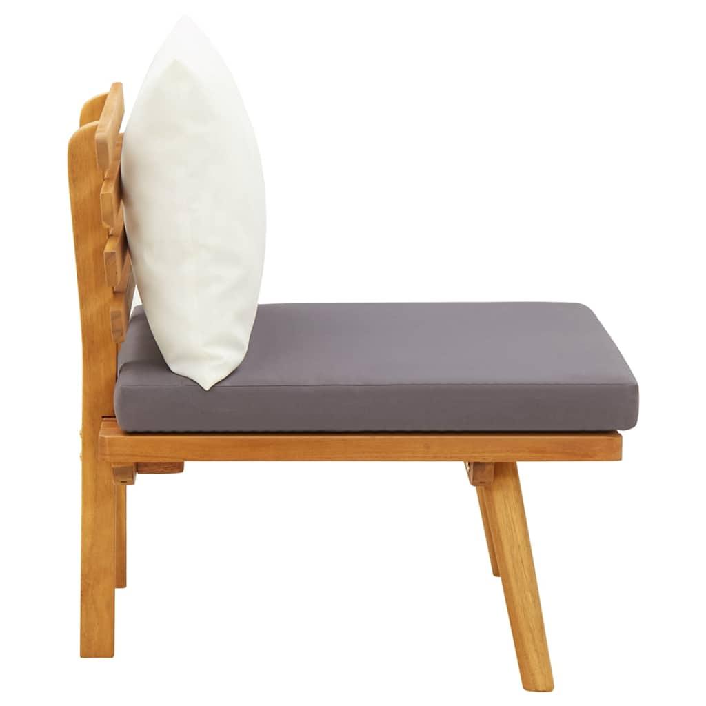 Silla de jardín y cojines blanco crema madera maciza de acacia