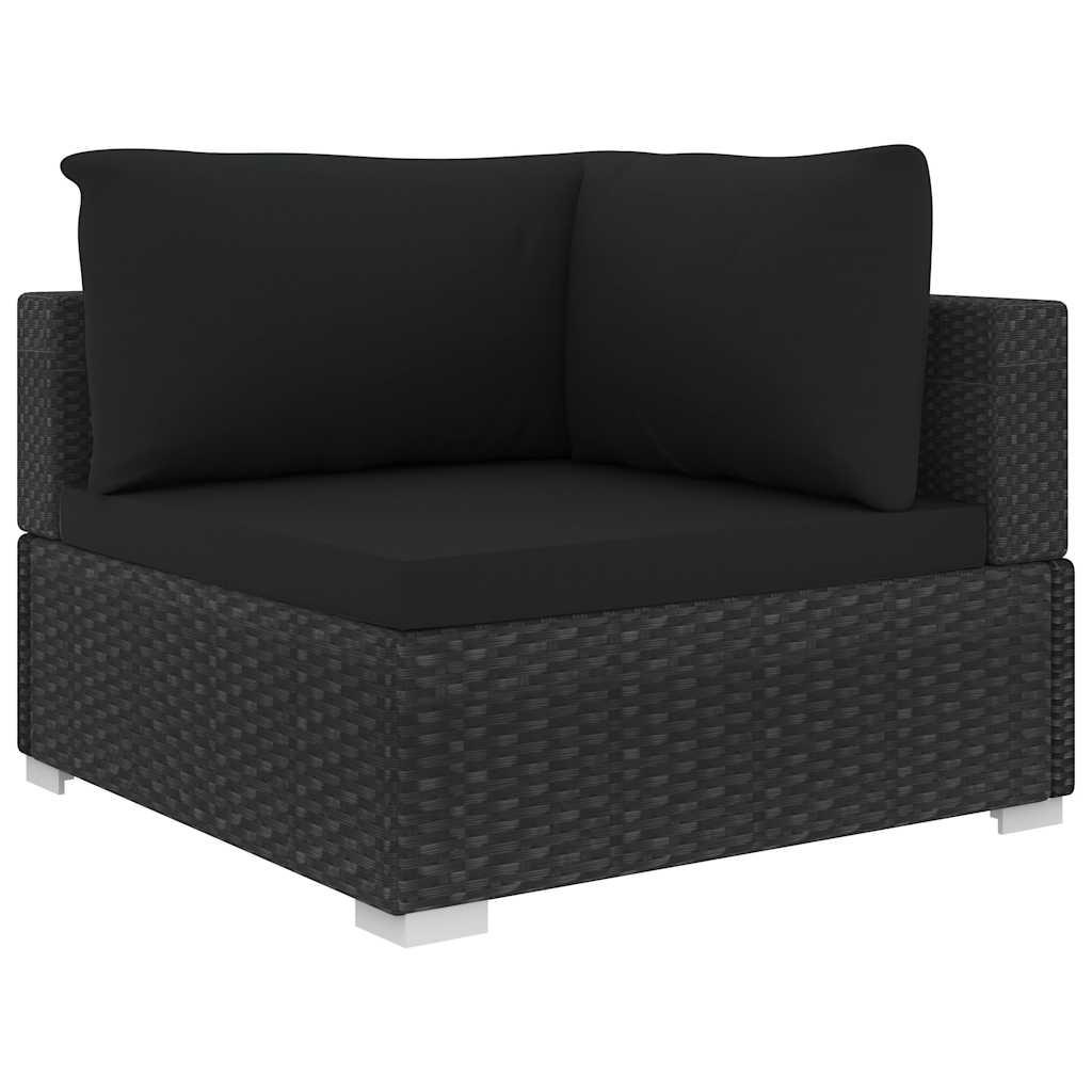 Muebles de jardín de 11 piezas con cojines ratán sintético negro