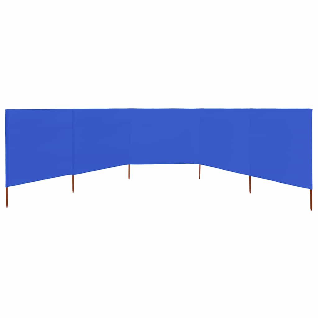 Paravientos de playa de 5 paneles tela azul celeste 600x80 cm
