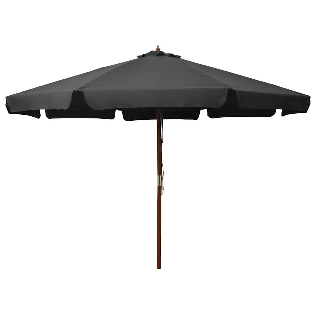 Sombrilla de jardín con palo de madera 350 cm gris antracita