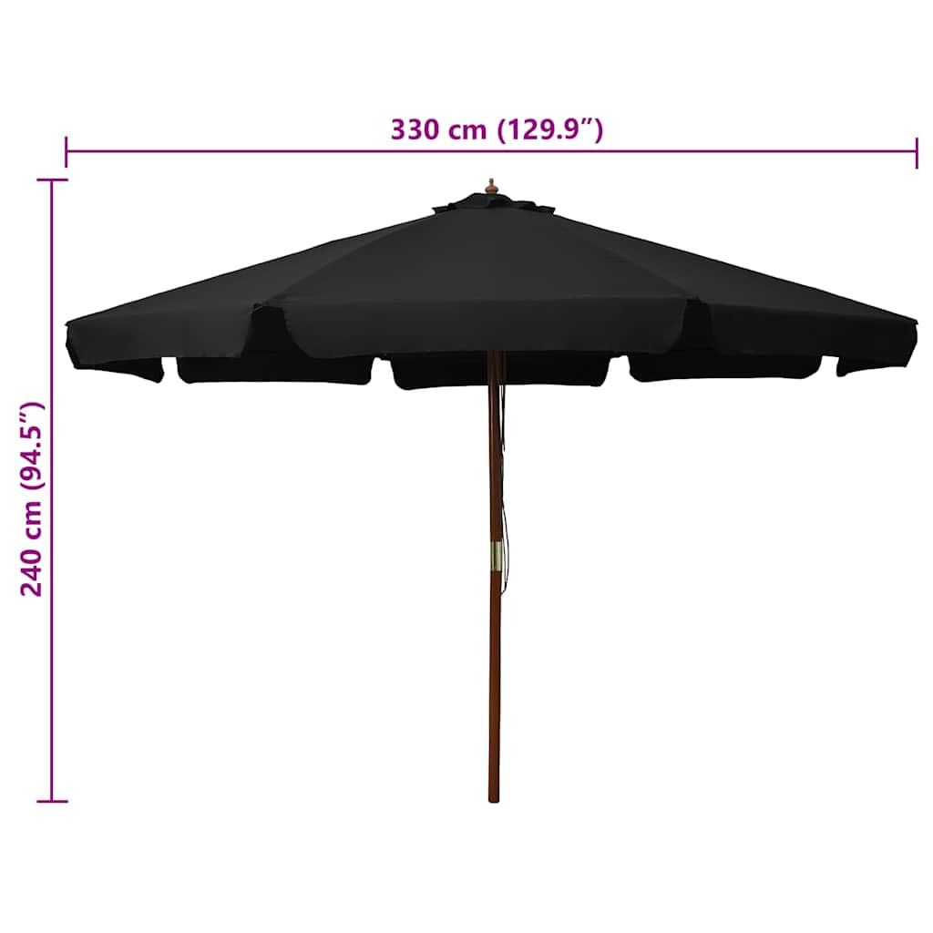 Sombrilla de jardín con palo de madera 350 cm gris antracita