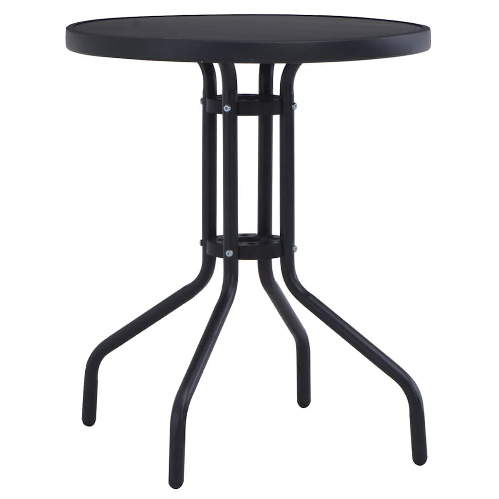 Mesa de jardín acero y vidrio negro y plateado 41x41x45 cm