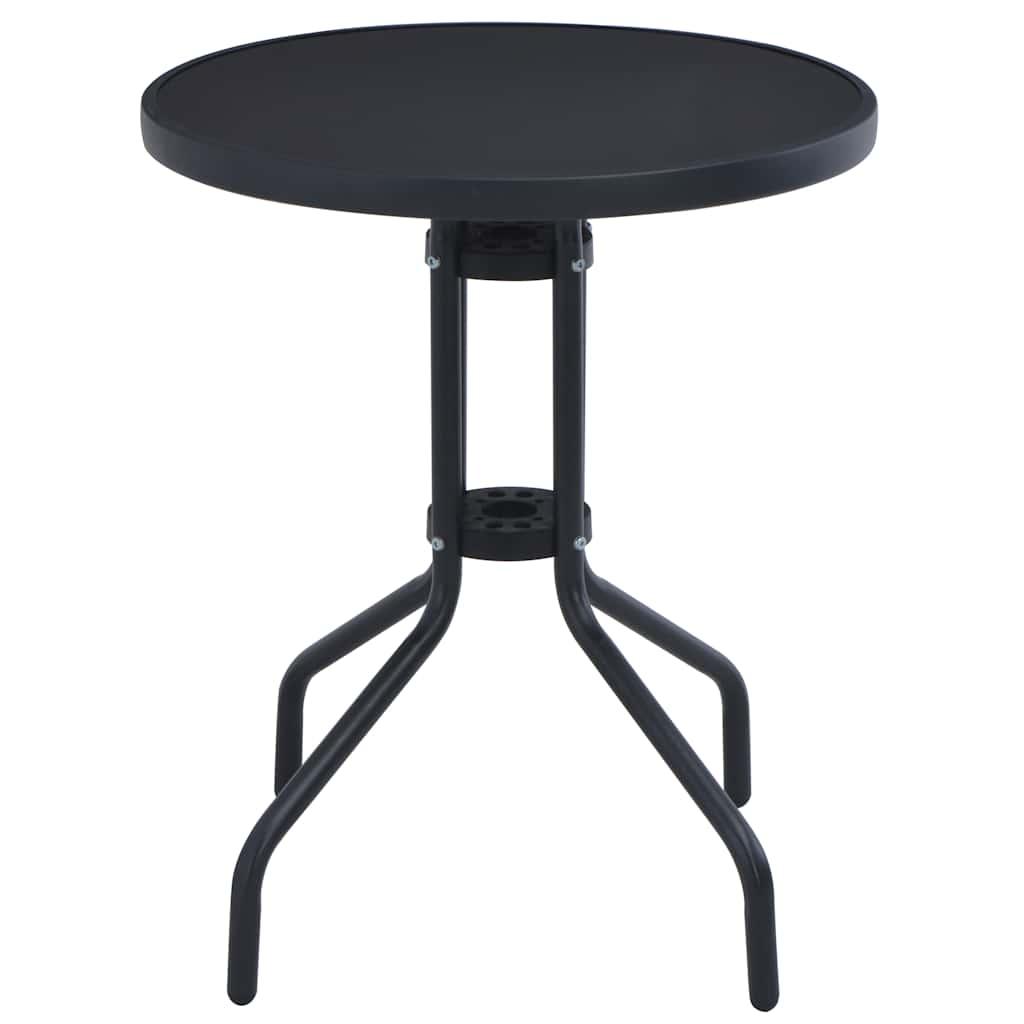Mesa de jardín acero y vidrio negro y plateado 41x41x45 cm