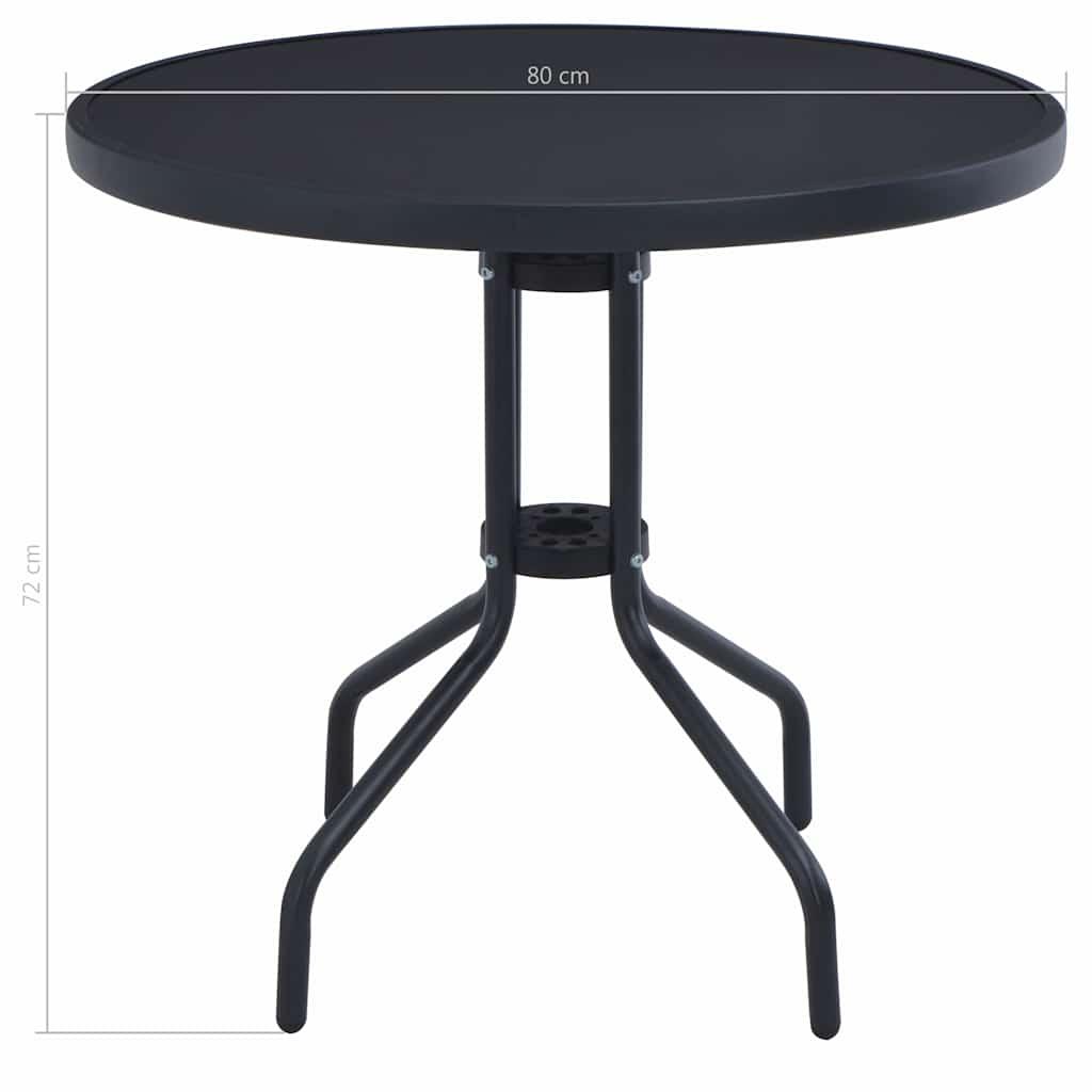 Mesa de jardín acero y vidrio negro y plateado 41x41x45 cm
