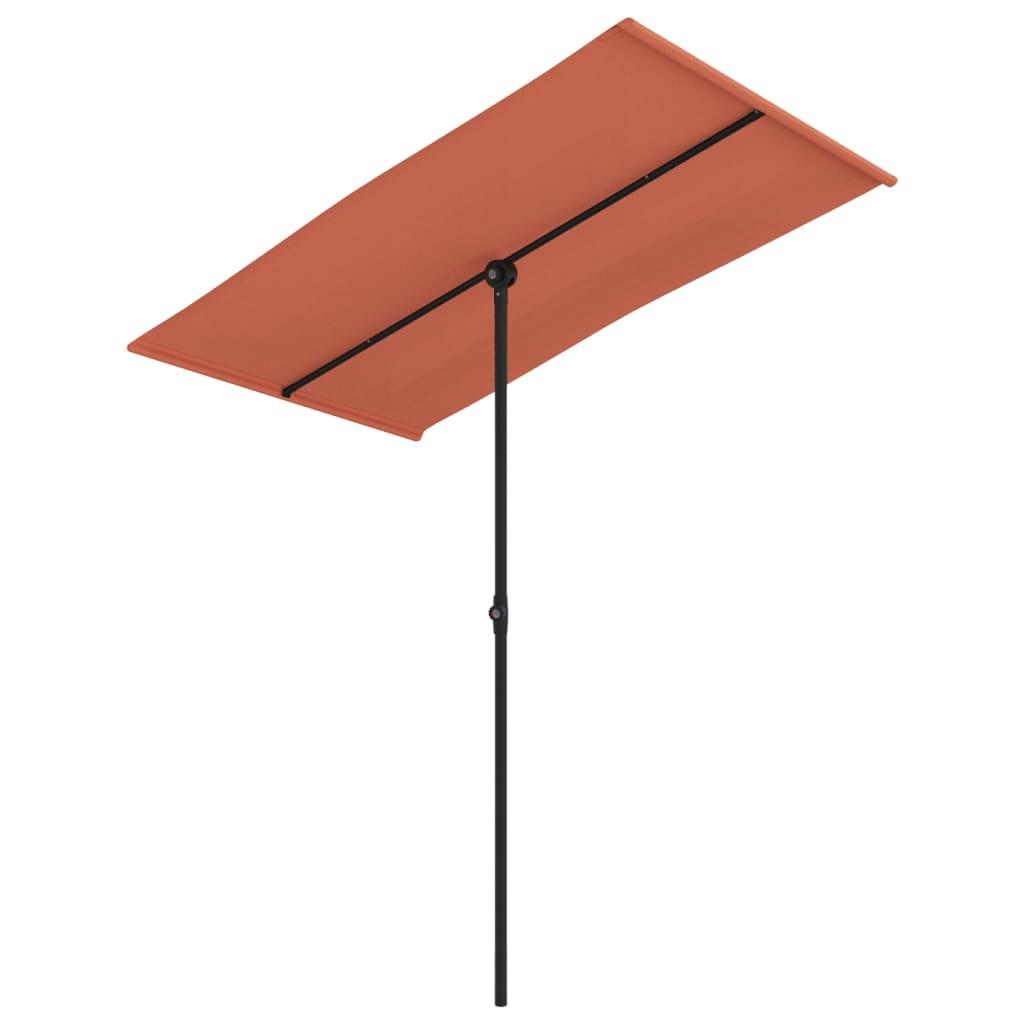 Sombrilla de jardín con palo de aluminio terracota