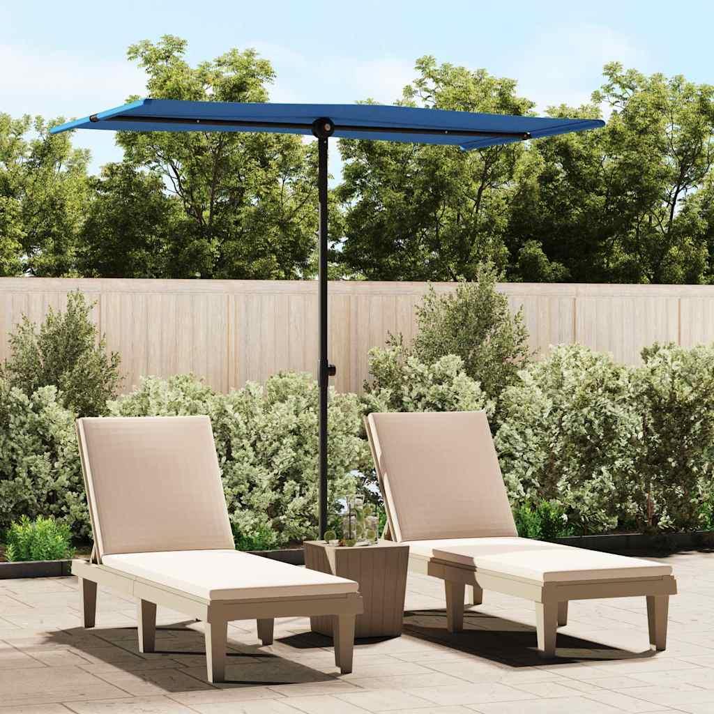 Sombrilla de jardín con palo de aluminio azul azure