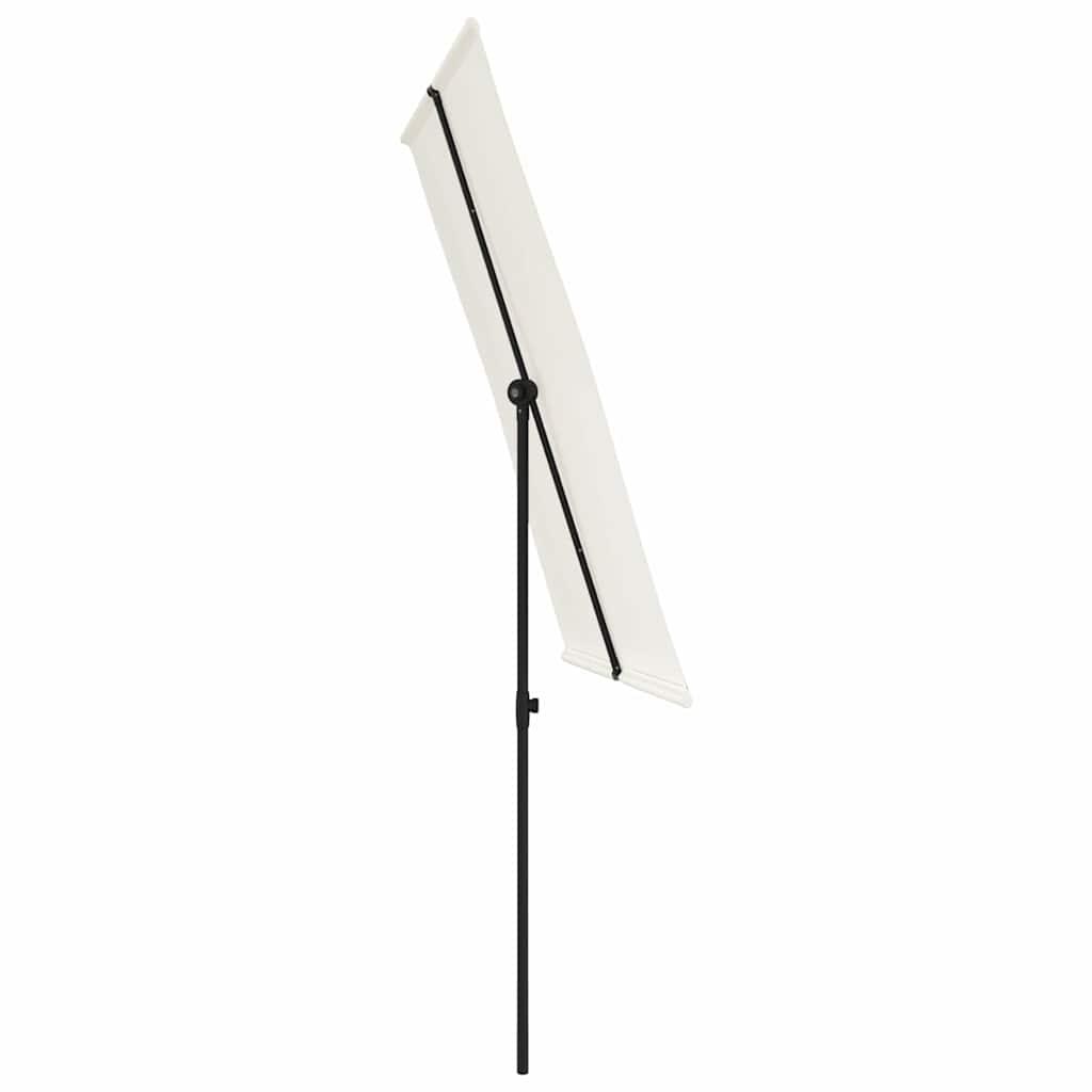 Sombrilla de jardín con palo de aluminio blanco arena 180x110cm
