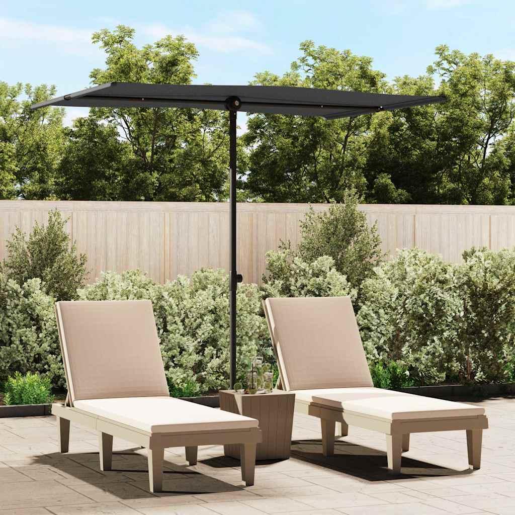 Sombrilla de jardín con palo de aluminio negra