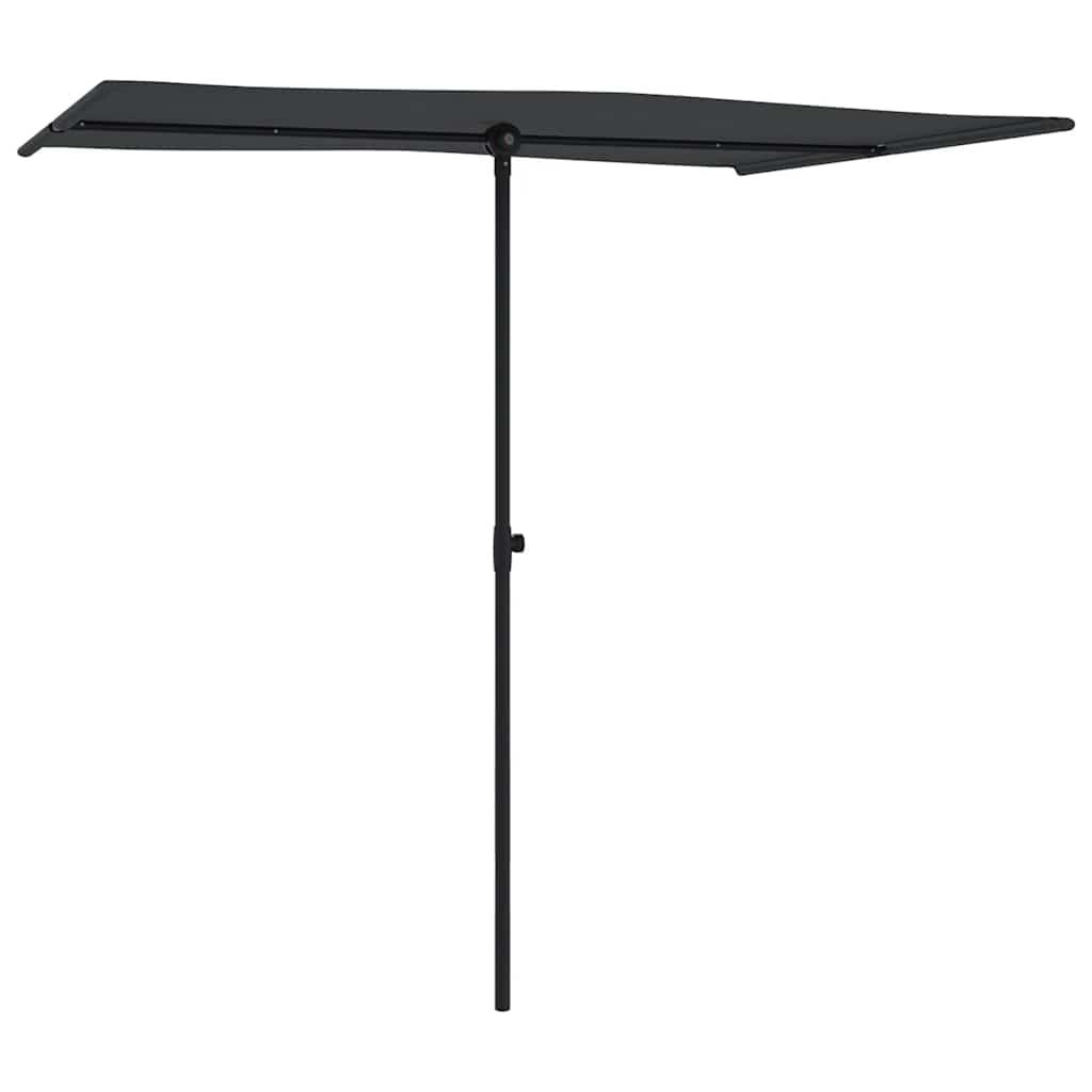 Sombrilla de jardín con palo de aluminio negra