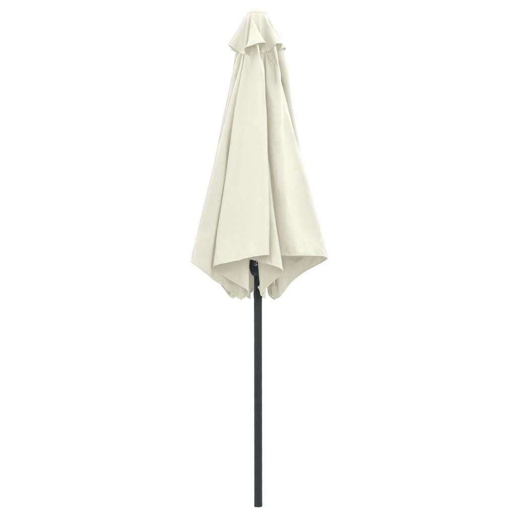 Sombrilla de jardín con palo de aluminio blanco arena 180x110cm