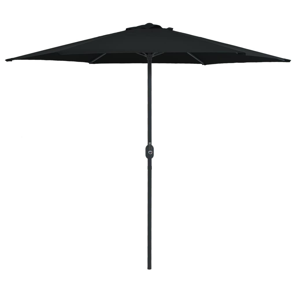 Sombrilla de jardín con palo de aluminio negra