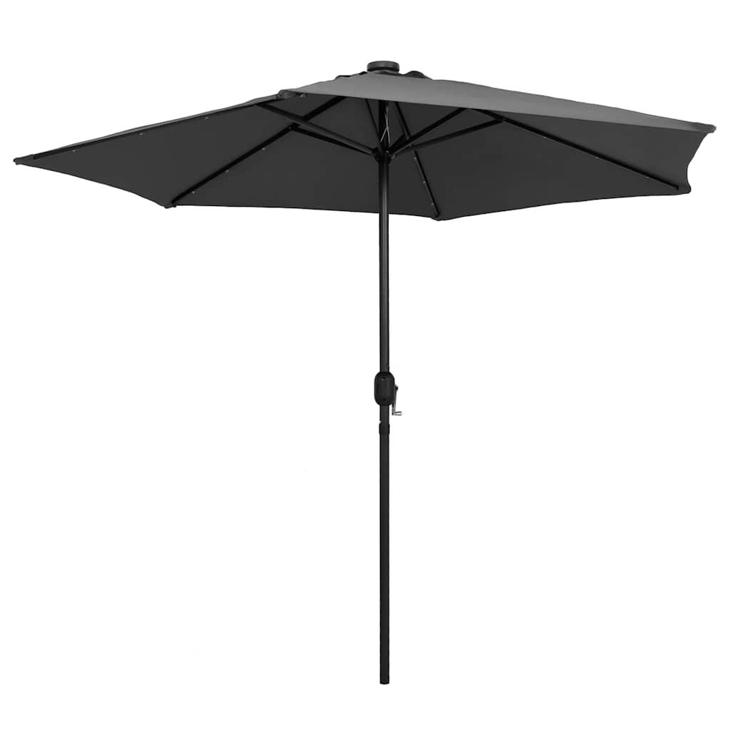 Sombrilla de jardín con luces LED palo de aluminio taupe 270 cm