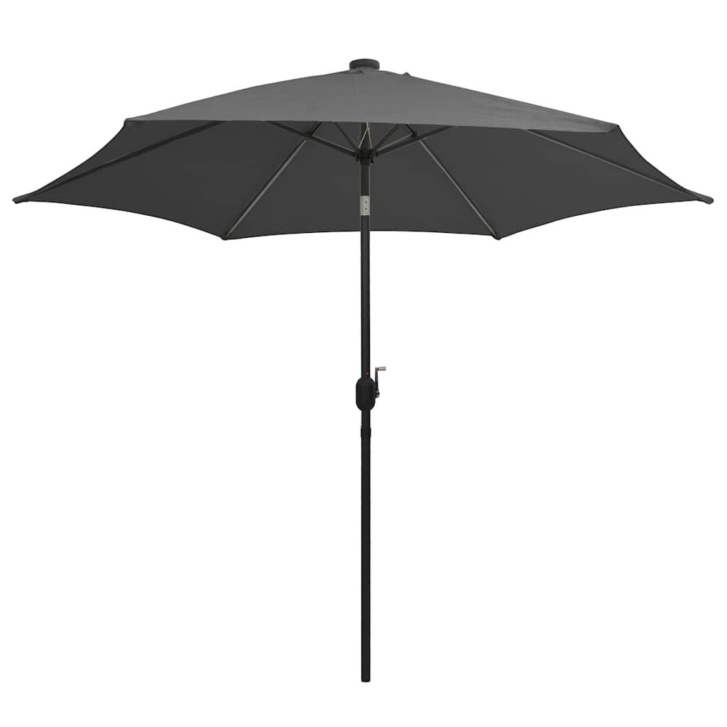 Sombrilla de jardín con luces LED palo de aluminio taupe 270 cm