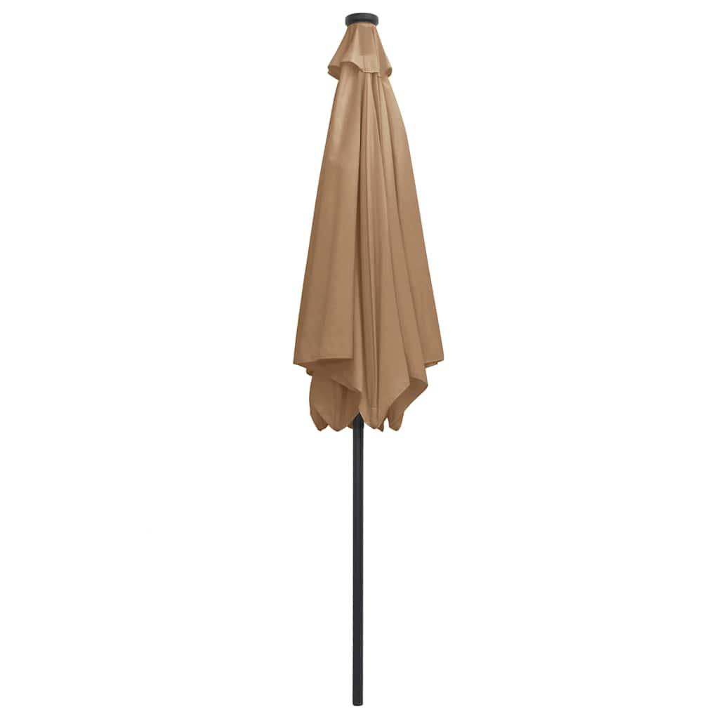 Sombrilla de jardín con luces LED palo de aluminio taupe 270 cm