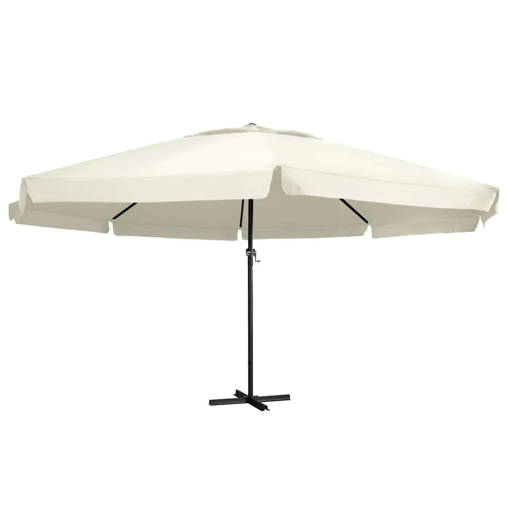 Sombrilla de jardín con palo de aluminio blanco arena 180x110cm