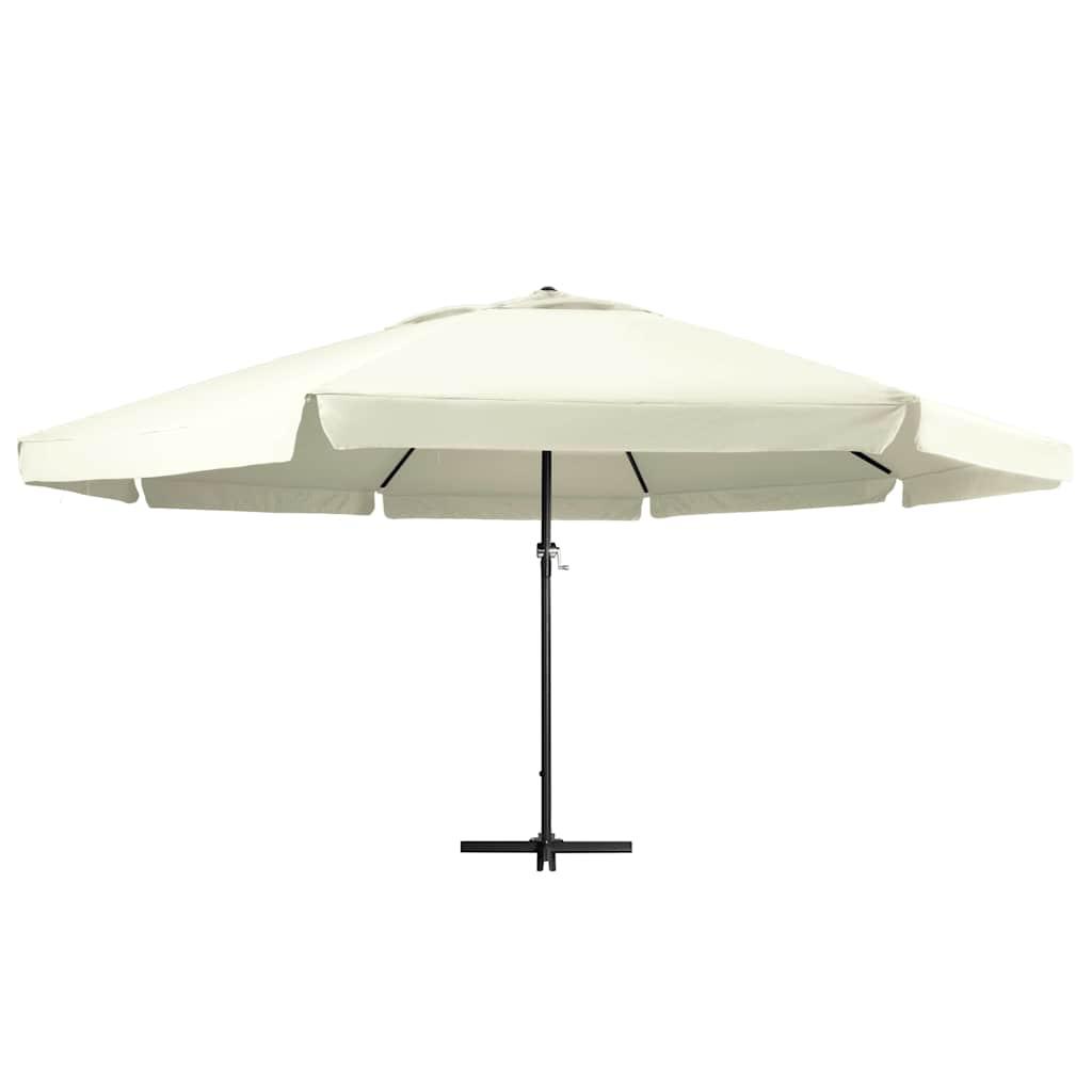 Sombrilla de jardín con palo de aluminio blanco arena 180x110cm