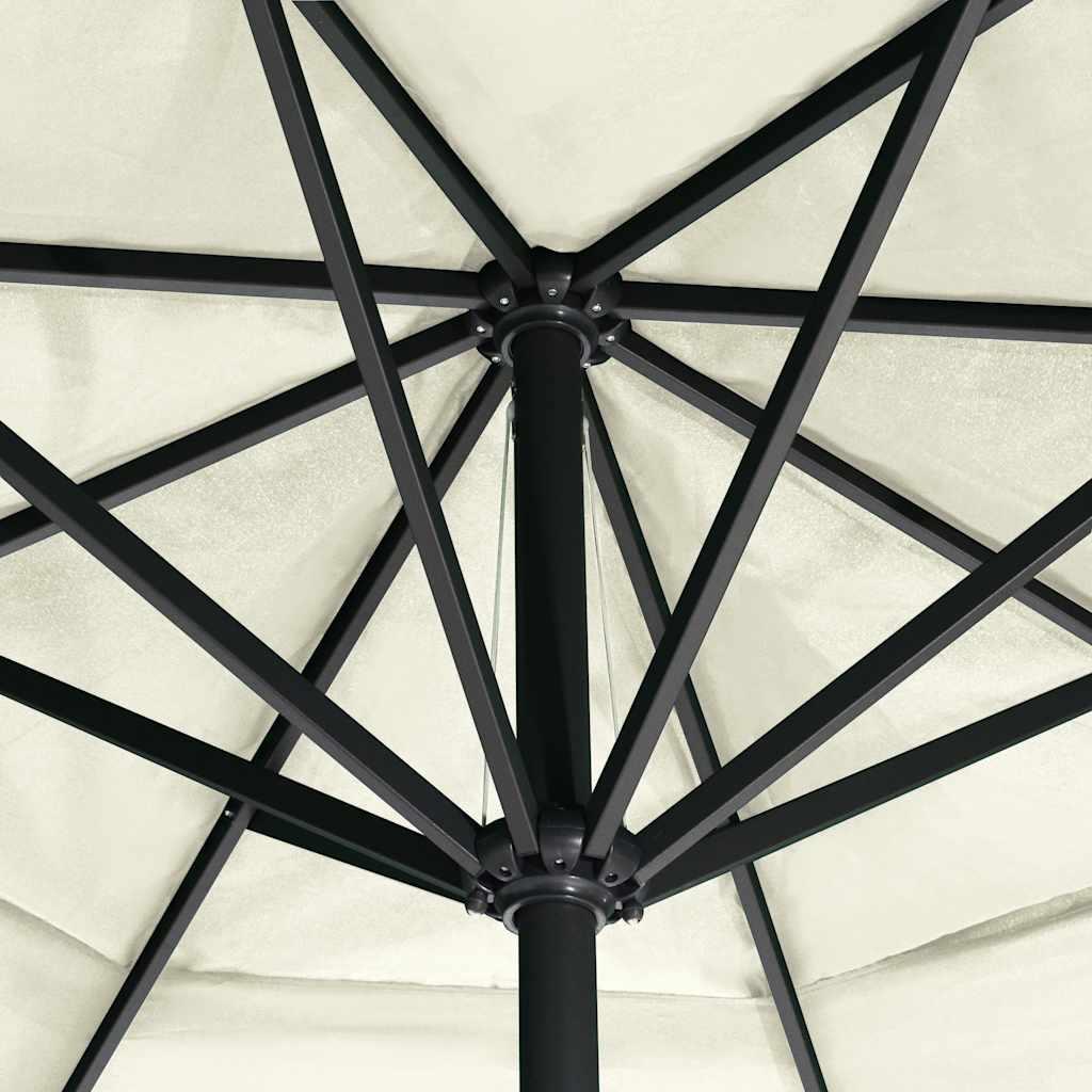 Sombrilla de jardín con palo de aluminio blanco arena 180x110cm