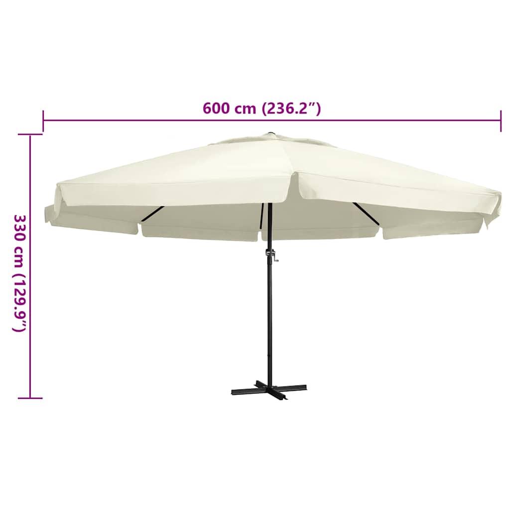 Sombrilla de jardín con palo de aluminio blanco arena 180x110cm