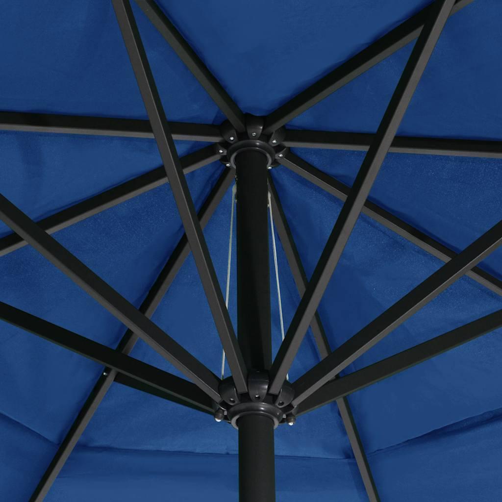 Sombrilla de jardín con palo de aluminio azul azure 270x246 cm