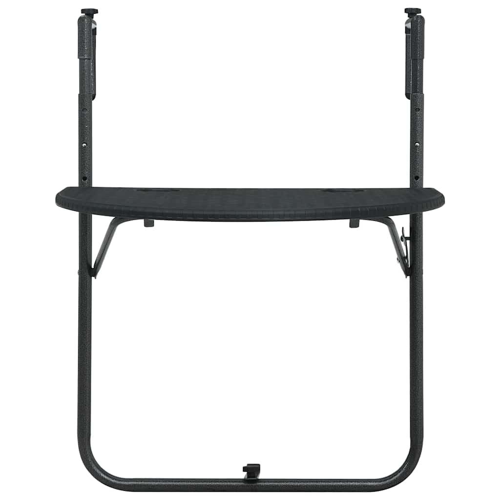 Mesa balcón colgante plástico aspecto ratán negro 60x64x83,5 cm