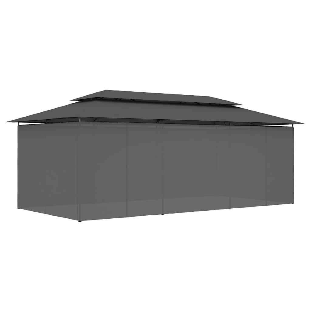 Cenador con cortinas gris antracita 600x298x270 cm