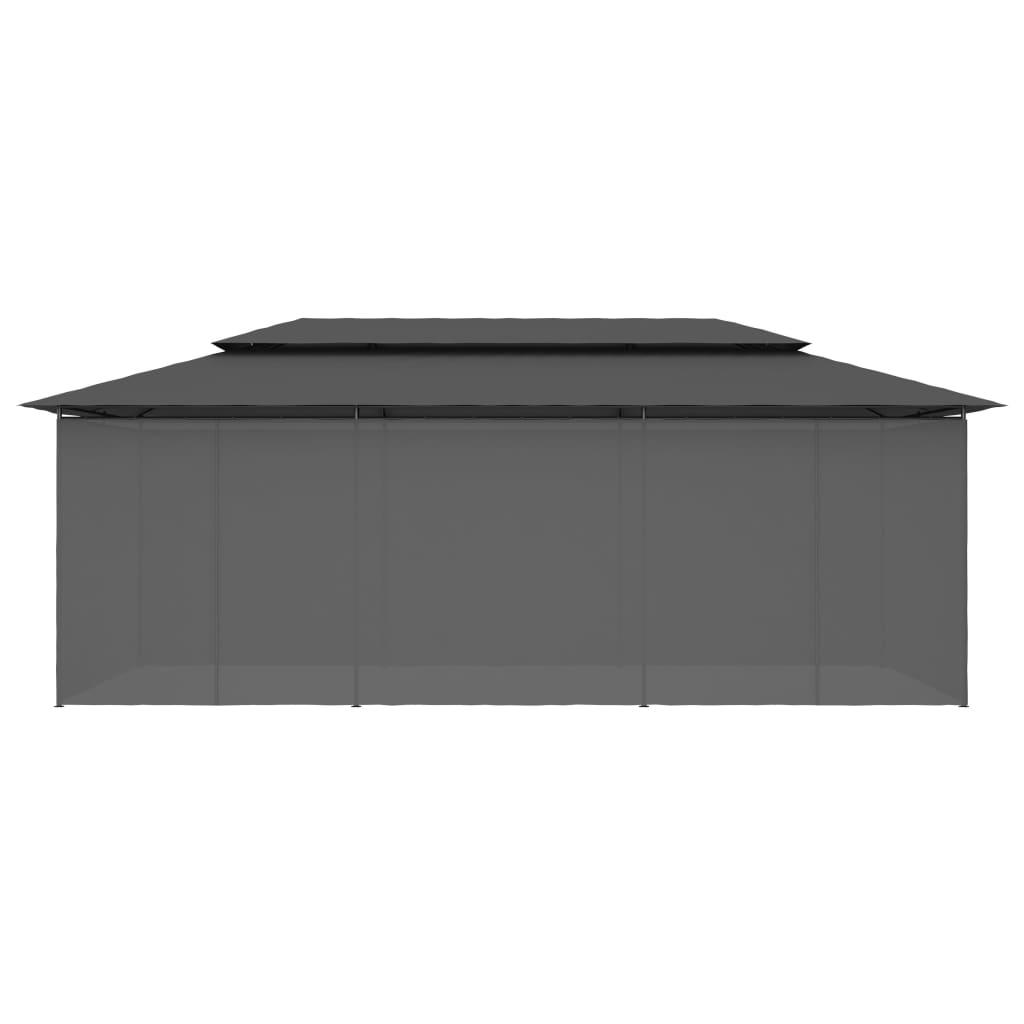 Cenador con cortinas gris antracita 600x298x270 cm