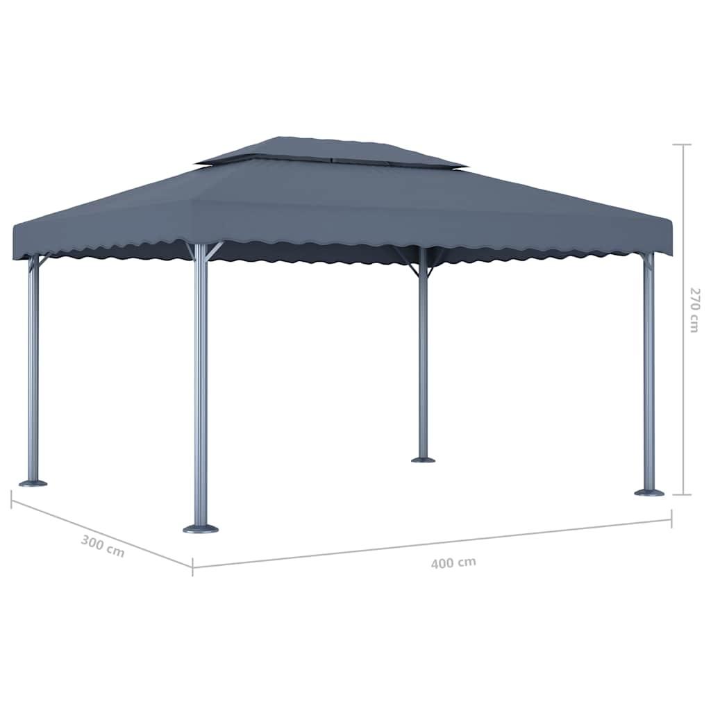 Cenador gris antracita aluminio 300x300 cm