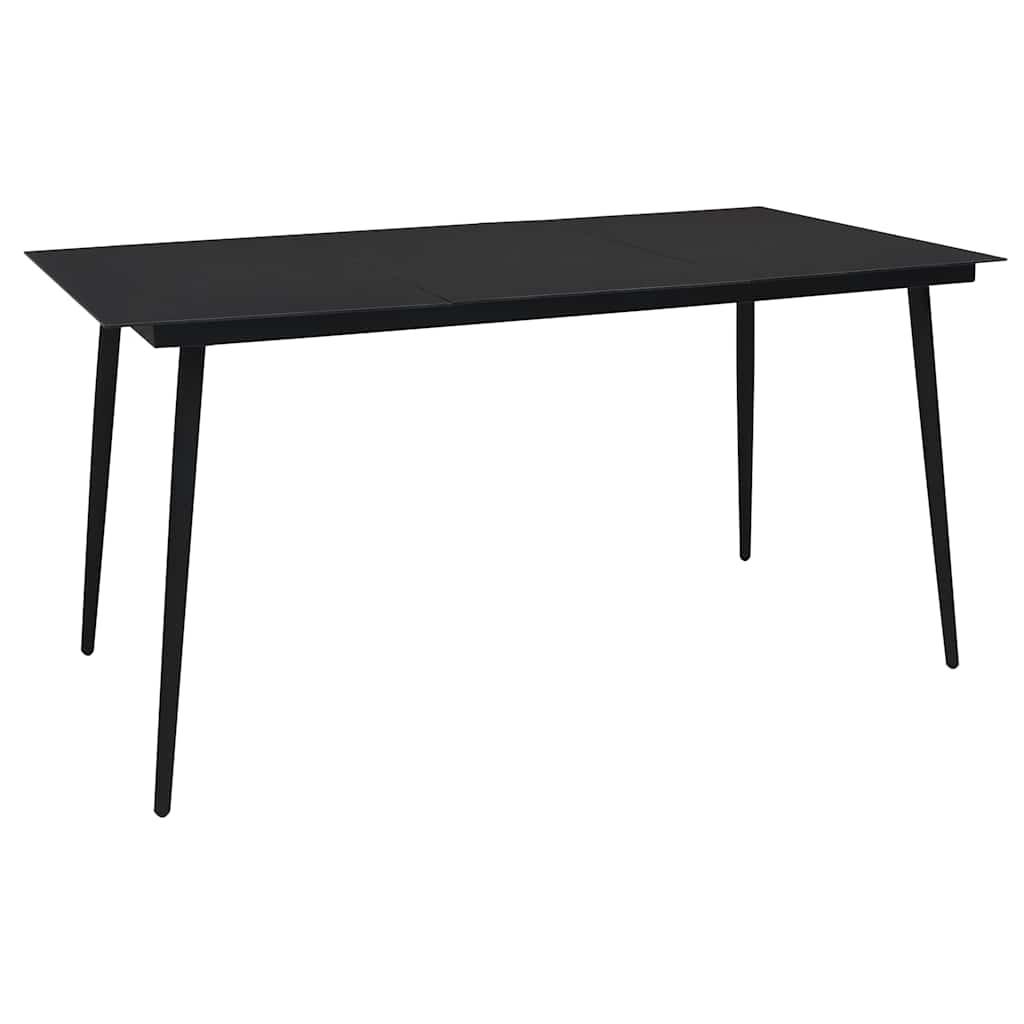Set de comedor de jardín 7 pzas cuerda de algodón y acero negro