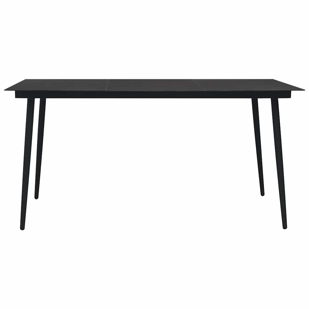 Set de comedor de jardín 7 pzas cuerda de algodón y acero negro