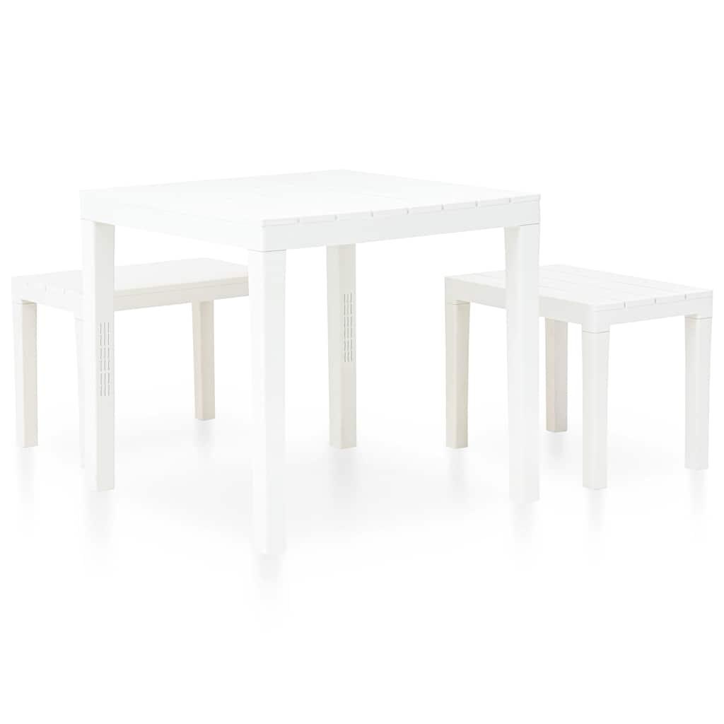 Mesa de jardín con 2 bancos plástico blanco