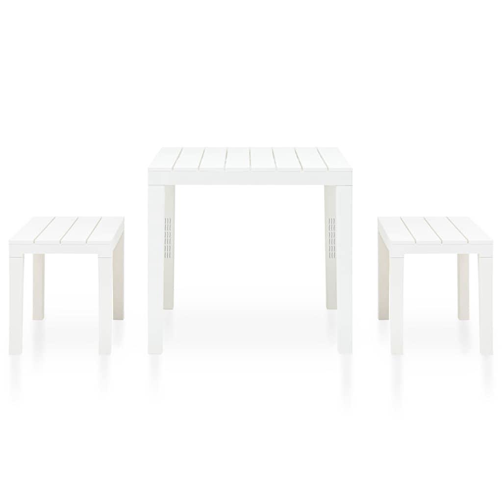 Mesa de jardín con 2 bancos plástico blanco