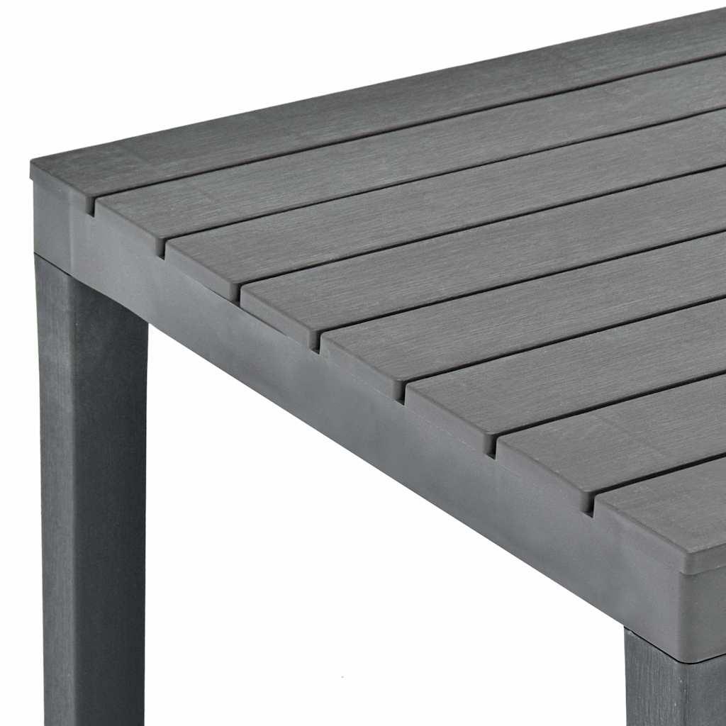 Mesa de jardín de plástico gris antracita 216x90x72 cm