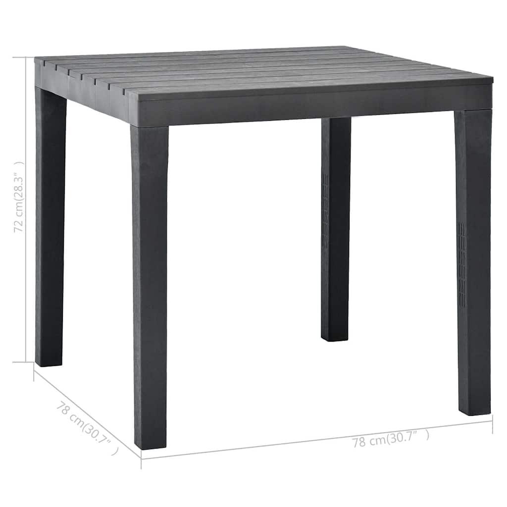 Mesa de jardín de plástico gris antracita 216x90x72 cm