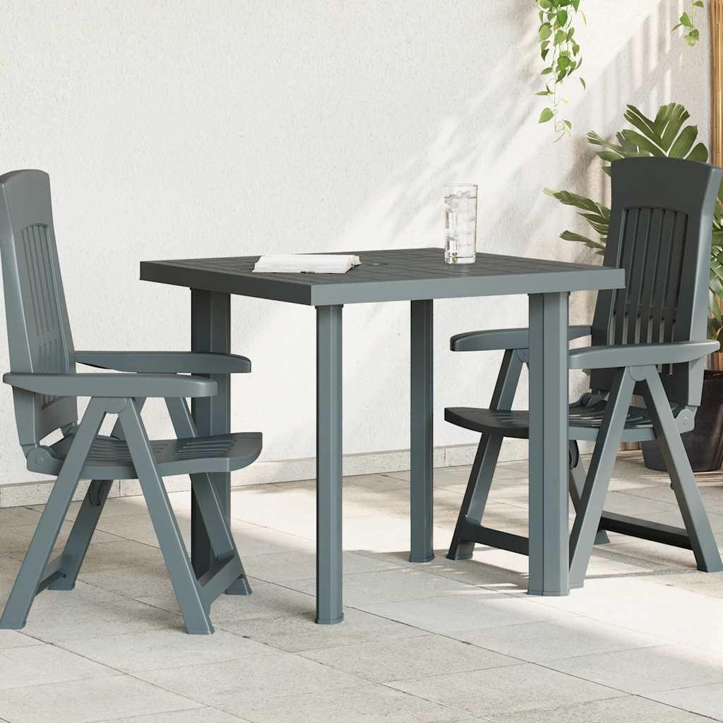 Mesa de jardín de plástico gris antracita 216x90x72 cm