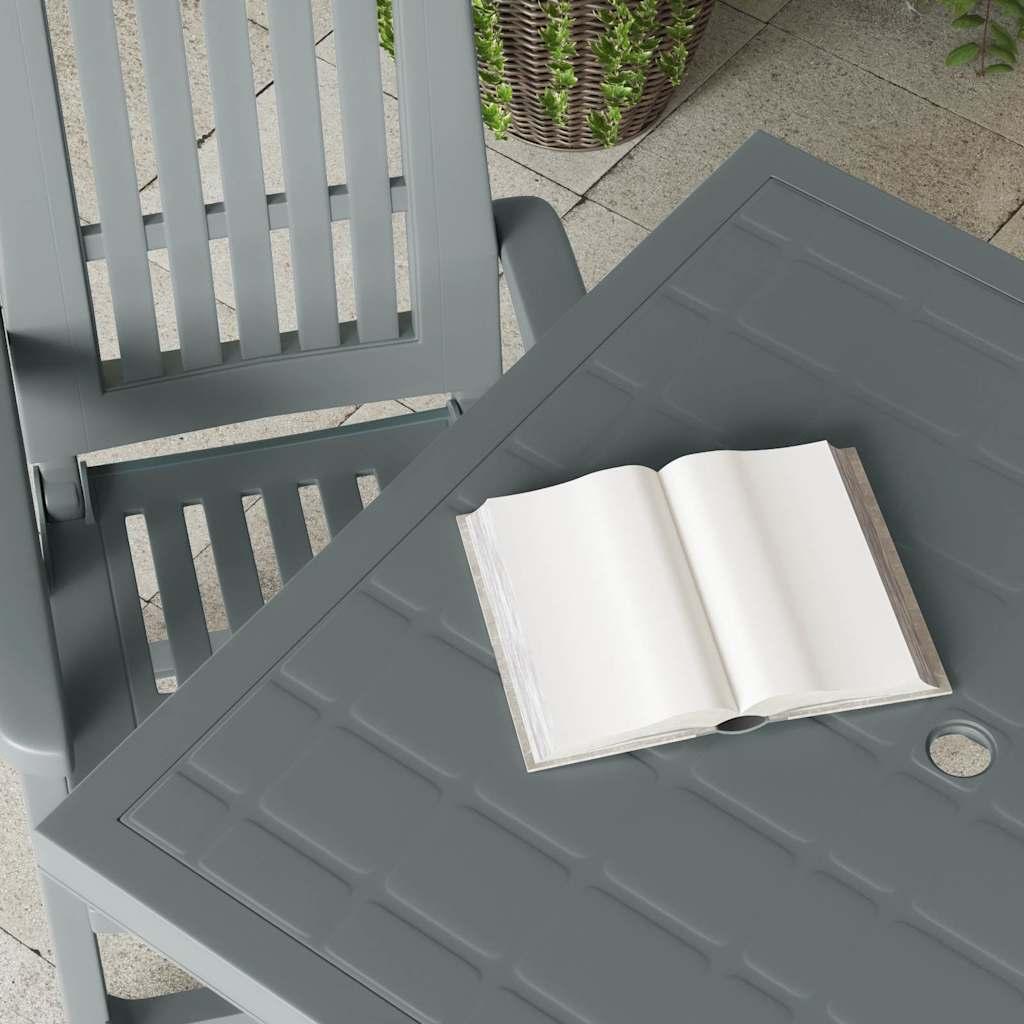 Mesa de jardín de plástico gris antracita 216x90x72 cm