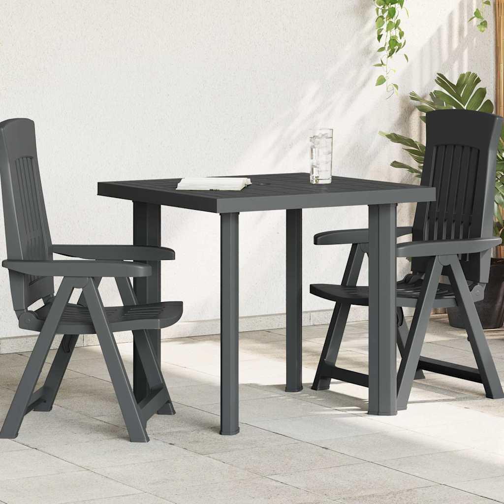 Mesa de jardín de plástico gris antracita 216x90x72 cm