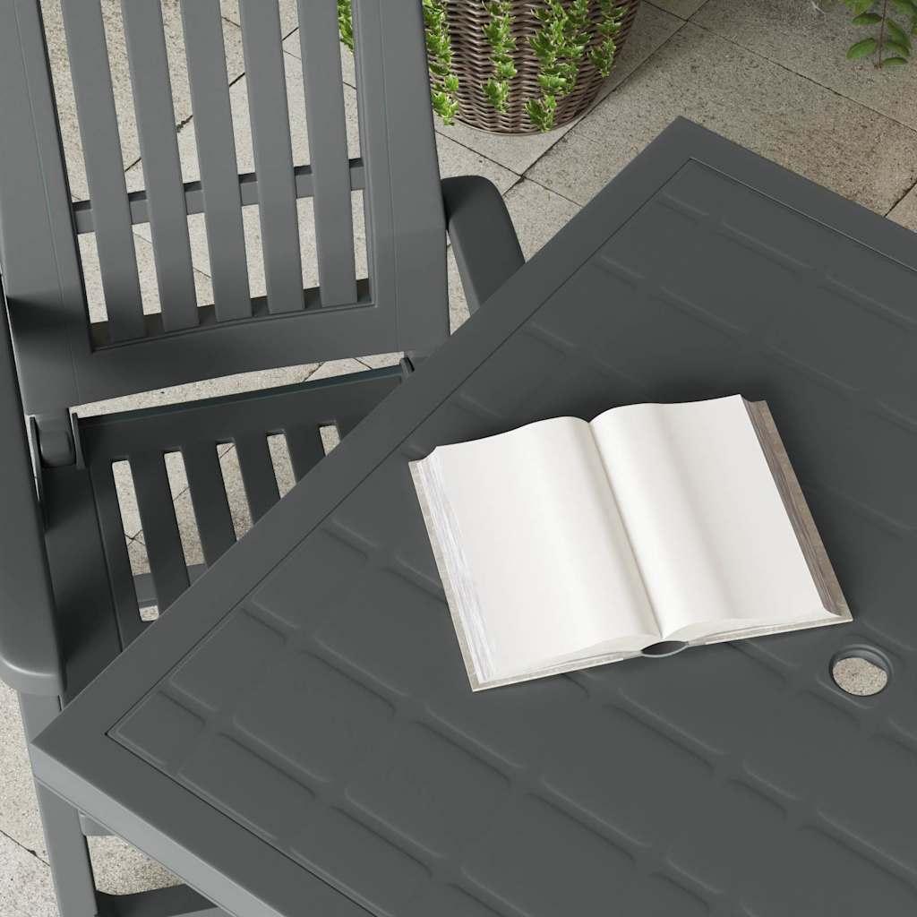 Mesa de jardín de plástico gris antracita 216x90x72 cm