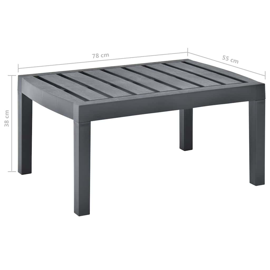 Mesa de jardín de plástico gris antracita 216x90x72 cm