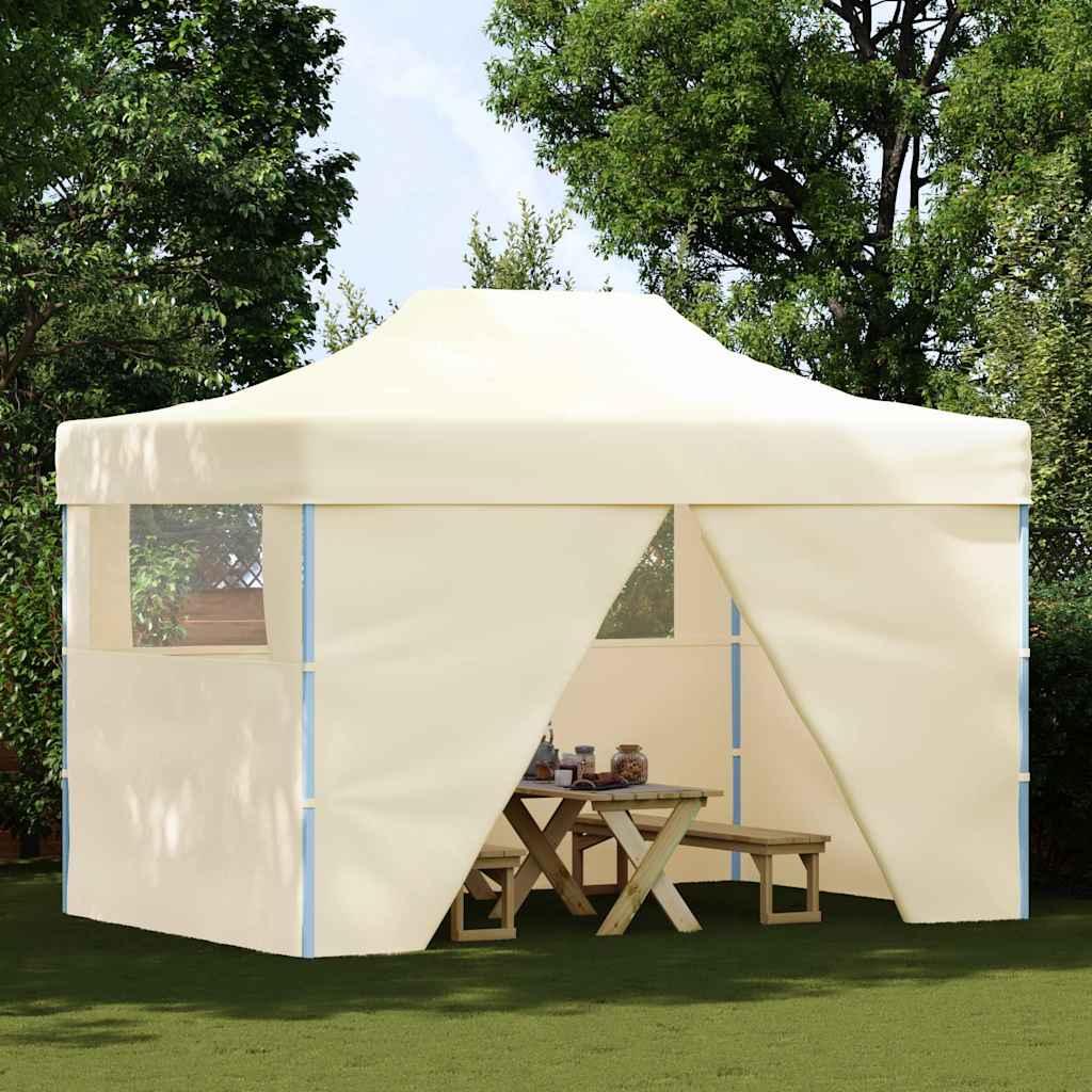 Carpa plegable profesional con 4 paredes acero blanco 280x410x315 cm