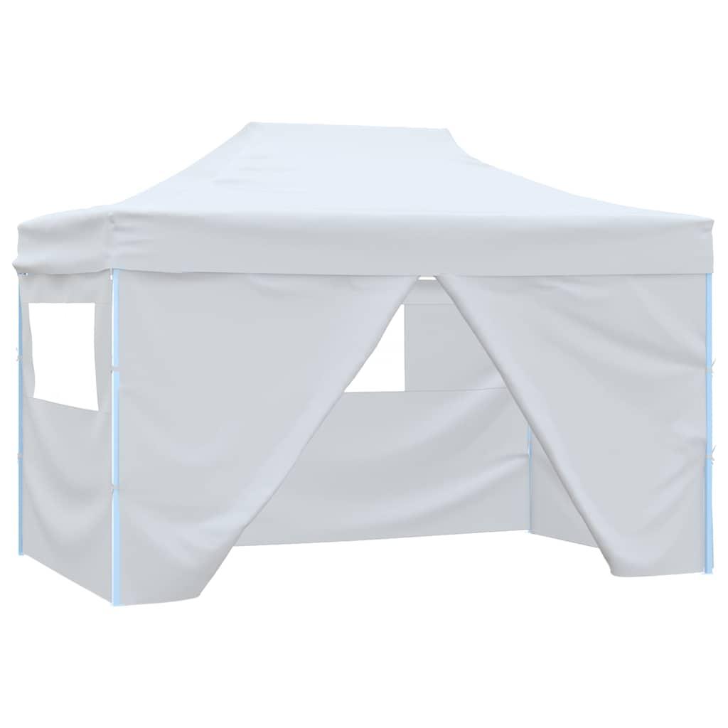 Carpa plegable profesional con 4 paredes acero blanco 280x410x315 cm