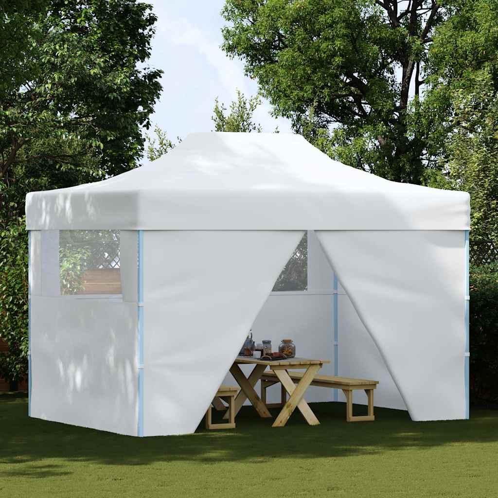 Carpa plegable profesional con 4 paredes acero blanco 280x410x315 cm