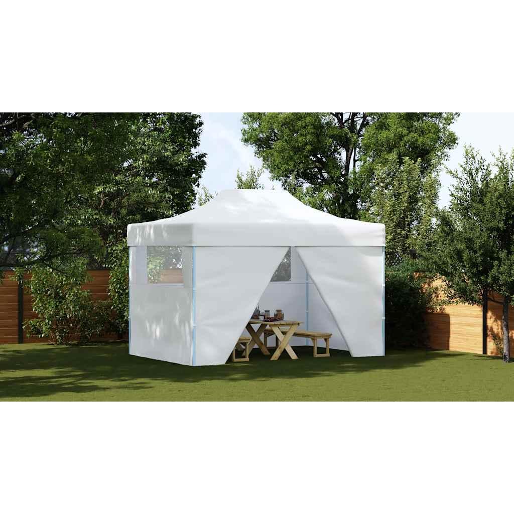 Carpa plegable profesional con 4 paredes acero blanco 280x410x315 cm
