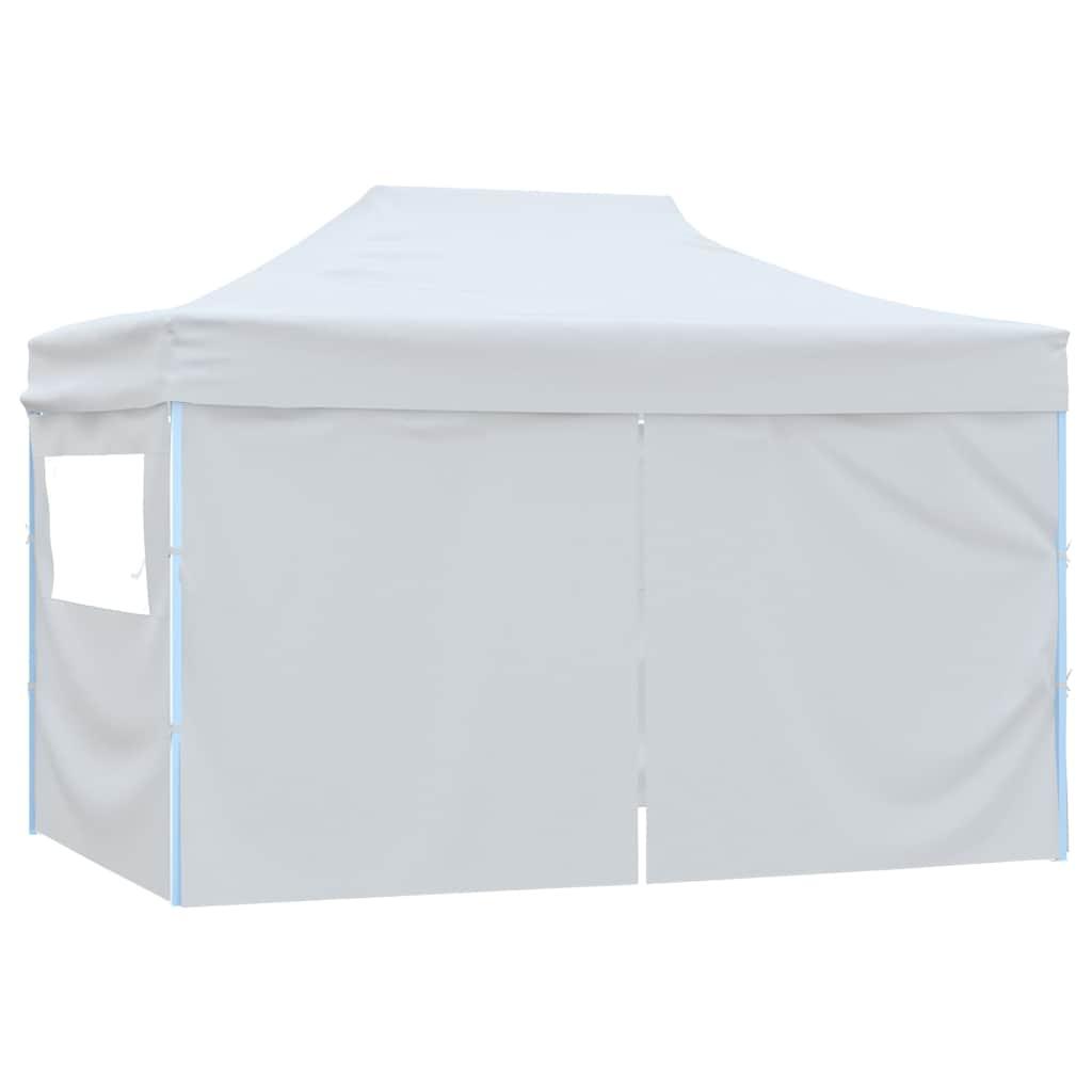 Carpa plegable profesional con 4 paredes acero blanco 280x410x315 cm