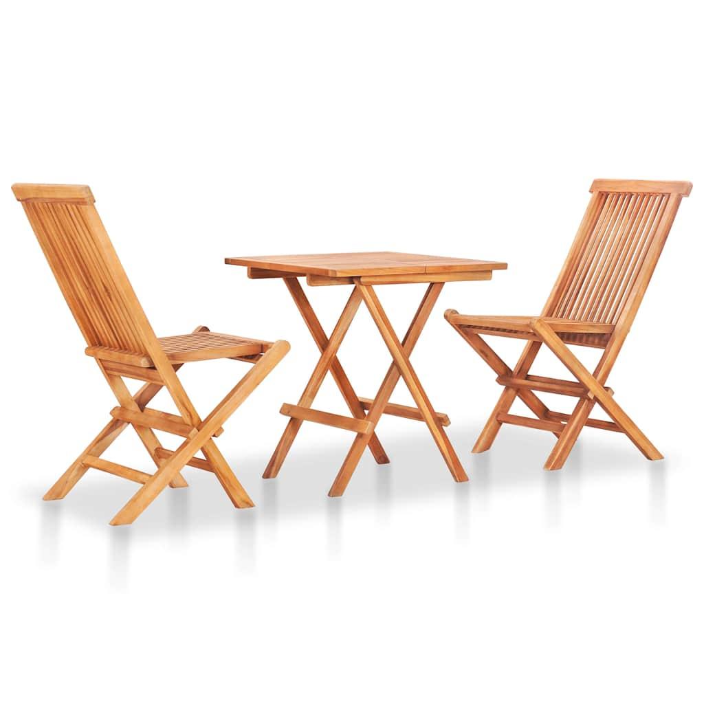 Mesa y sillas de jardín plegables 3 pzas madera maciza de teca