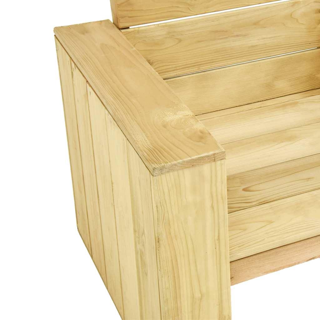Banco de jardín de madera de pino impregnada 140 cm