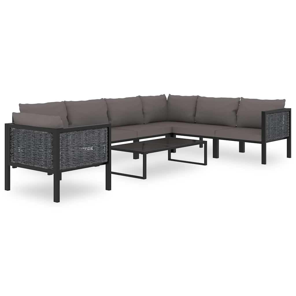 Muebles de jardín 8 pzas y cojines ratán sintético antracita
