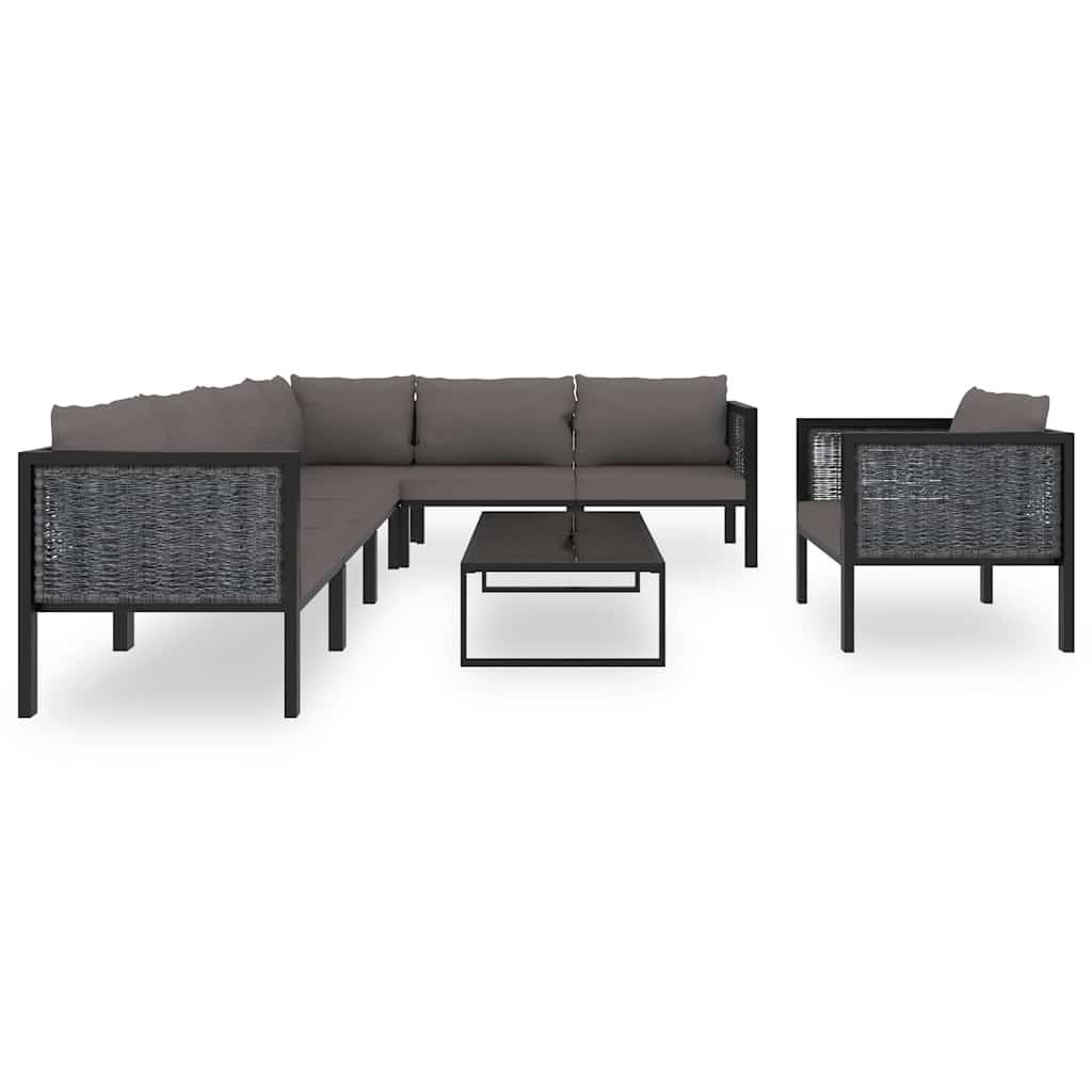 Muebles de jardín 8 pzas y cojines ratán sintético antracita