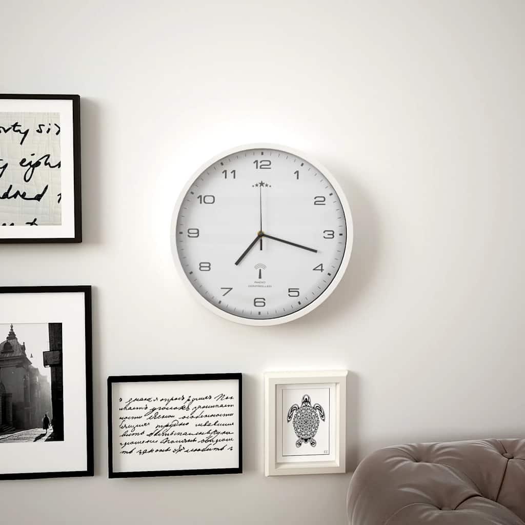 Reloj de pared radiocontrol movimiento de cuarzo 31 cm blanco